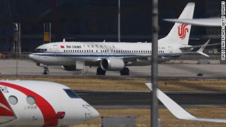 An Air China Boeing 737 MAX 8 plane seen on March 11 after it was grounded in Beijing. 