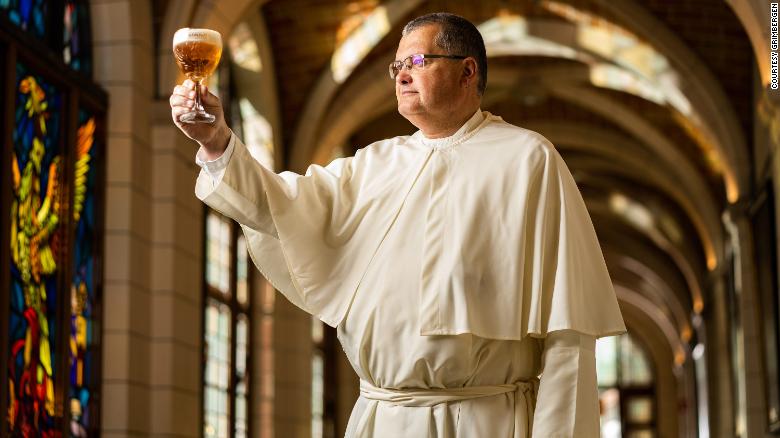 Father Karel Stautemas, subprior at Grimbergen Abbey, who is studying to be a brewer to join the microbrewery team.