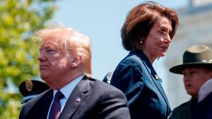 President Donald Trump and Speaker of the House Nancy Pelosi of Calif., attend the 38th Annual National Peace Officers' Memorial Service at the U.S. Capitol, Wednesday, May 15, 2019, in Washington. (AP/Evan Vucci)