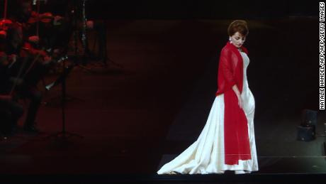 A hologram of opera star Maria Callas on stage during an hologram-concert at the Salle Pleyel, in Paris in 2018. 