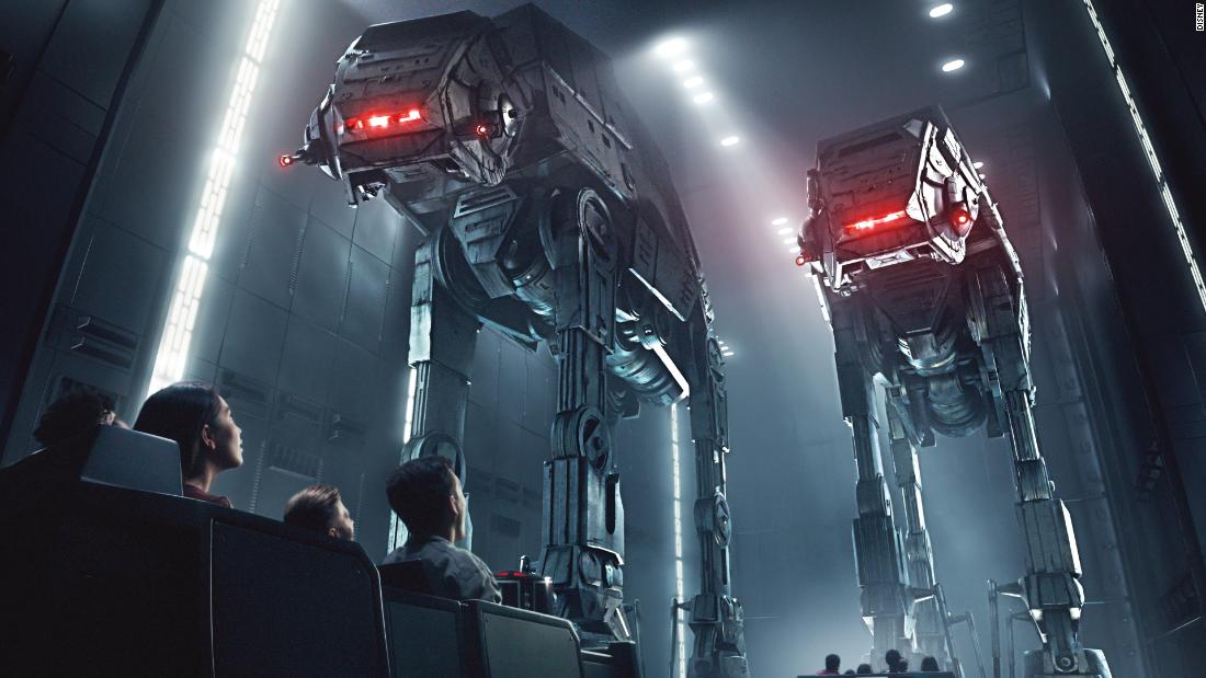  A rendering of the Rise of the Resistance ride, in which Disney says guests will come to face to face with AT-AT walkers.