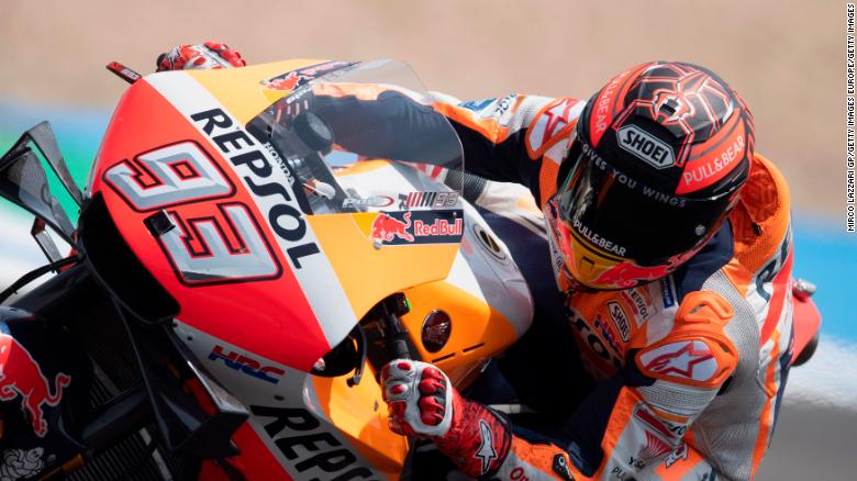 Marc Marquez of Spain and Repsol Honda Team  rounds the bend during the MotoGp Tests In Jerez in Jerez Circuit on May 06, 2019 in Cadiz, Spain.