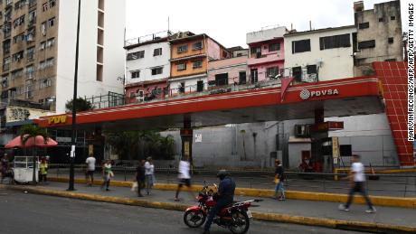 A closed gas station in the outskirts of Caracas, Venezuela. 