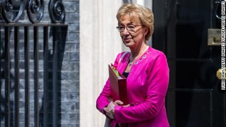 Andrea Leadsom departs Downing Street on May 21, a day before resigning.