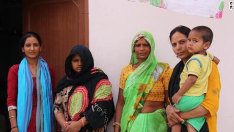 Pawan Kumar&#39;s cousin (left), wife, Nisha Devi; mother, Savitri Devi; and sister, Deep Mala at their family home in the village of Khairthal near Alwar in Rajasthan.