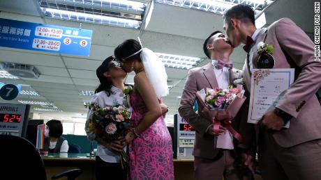 Just days after Taiwan&#39;s legislature passed a bill legalizing same-sex marriage for the first time in Asia, couples register their marital status and receive new identification cards, Friday.