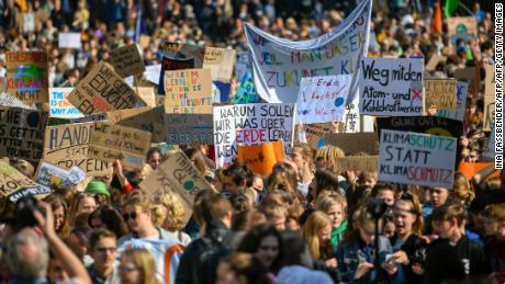 Youth activists take part in the Global Climate Strike on May 24, 2019 in Cologne, western Germany. 