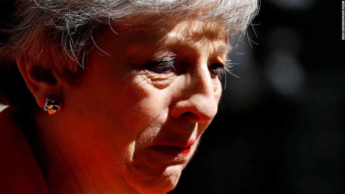 May announces her resignation in an emotional appearance outside No. 10 Downing St. in May 2019. May said she would &lt;a href=&quot;https://edition.cnn.com/2019/05/24/europe/theresa-may-resigns-brexit-gbr-intl/index.html&quot; target=&quot;_blank&quot;&gt;quit as leader of the Conservative Party&lt;/a&gt; but stay on as Prime Minister until a successor is chosen.