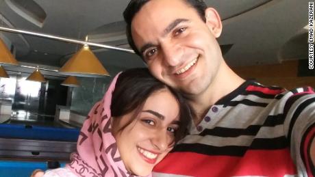 Emad Kazerani and his fiancee, Raziyeh Aghakhanikhanghah, who is seeking a visa but stuck in administrative processing. 