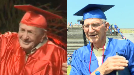 Two veterans of war, one 95 and another 85, graduate high school