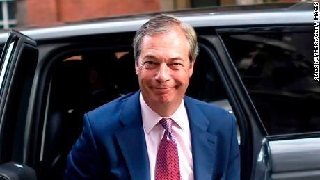 LONDON, ENGLAND - MAY 27: Brexit Party leader Nigel Farage arrives at Millbank Studios on May 27, 2019 in London, England. The Brexit party won 10 of the UK&#39;s 11 regions, gaining 28 seats and more than 30% of the vote. (Photo by Peter Summers/Getty Images)