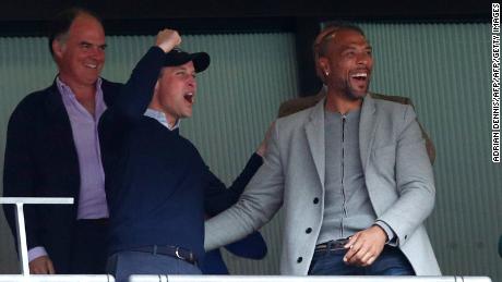 Prince William celebrates after Aston Villa scored.