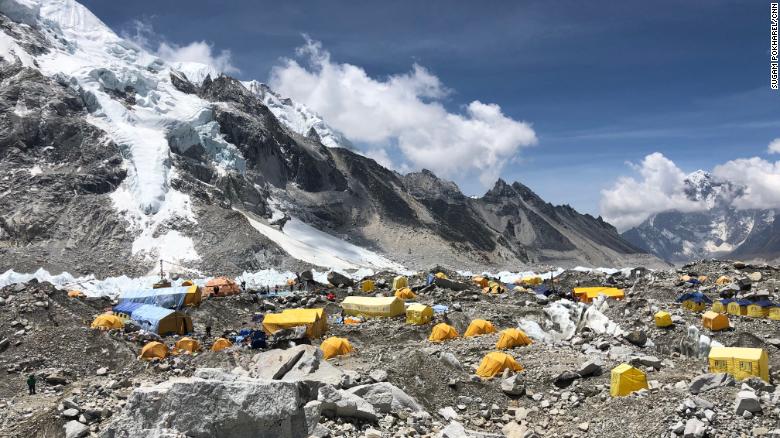 Mount Everest base camp is seen on Tuesday.