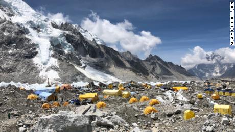 Mount Everest base camp is seen on Tuesday.