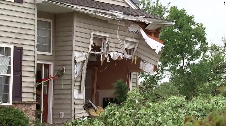 Houses near Morgantown suffered heavy damage Tuesday evening.