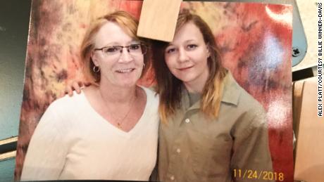 A photograph of Billie Winner-Davis and her daughter Reality during a prison visit, pinned to Winner-Davis&#39; refrigerator.