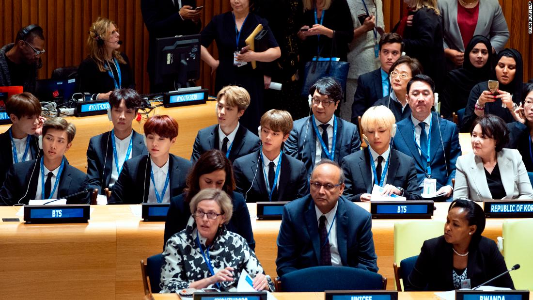 BTS become the first ever K-pop group to address the United Nations at the UN General Assembly in New York on September 24, 2018. Leader Kim Nam-joon urges young people to believe in their own convictions.