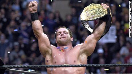 Chris Benoit wins the World Heavyweight Championship at Wrestlemania in 2004.