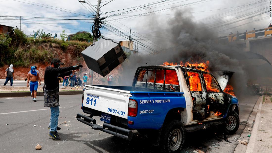 Fire Burns Us Embassy Entrance In Honduras Amid