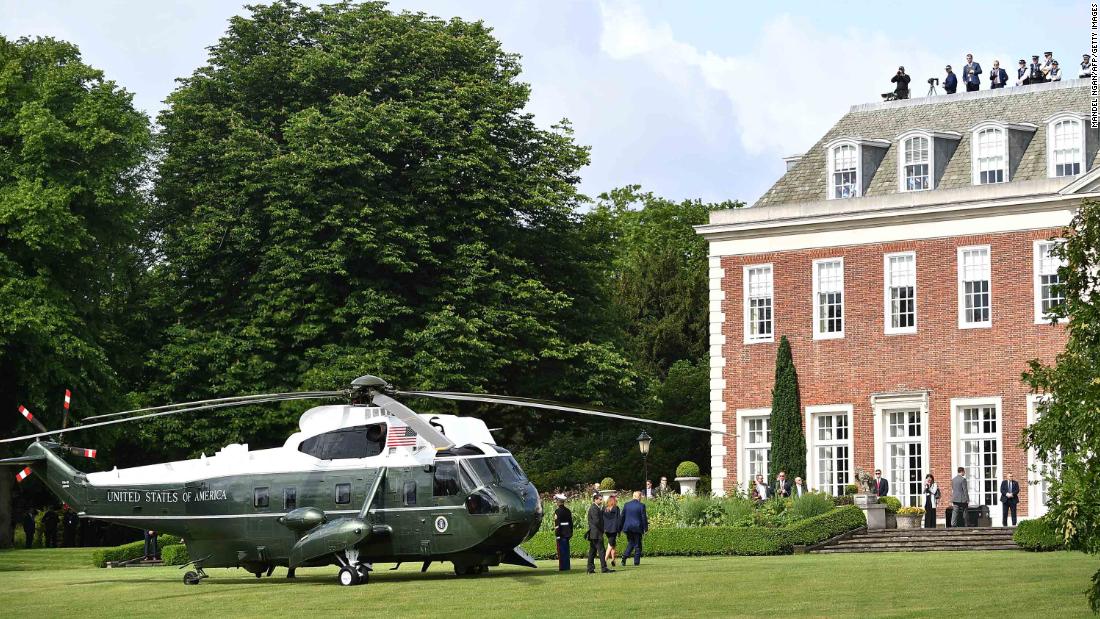 The Trumps arrive at Winfield House, the residence of the US ambassador, on June 3.