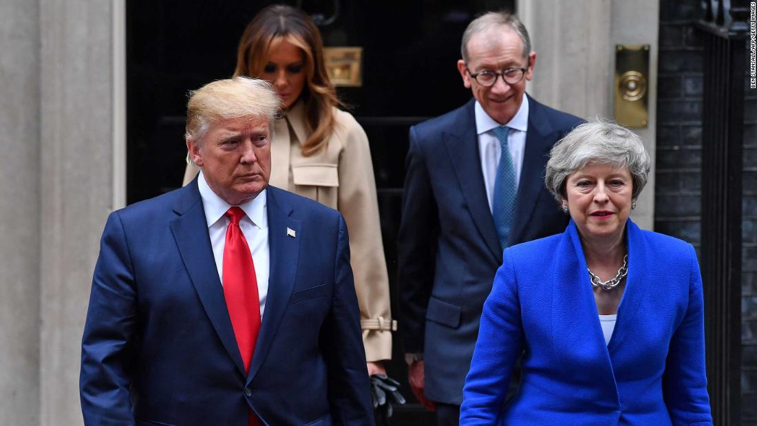 Trump and May are followed by their spouses as they make their way to the news conference in London on June 4. The President &lt;a href=&quot;https://www.cnn.com/2019/06/04/politics/trump-theresa-may-brexit-trade/index.html&quot; target=&quot;_blank&quot;&gt;offered plenty of praise for May,&lt;/a&gt; who recently announced her resignation. 