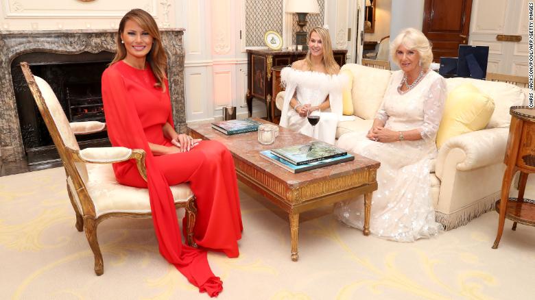 Melania Trump spends time with Camilla and Suzanne Ircha, the wife of the US ambassador.