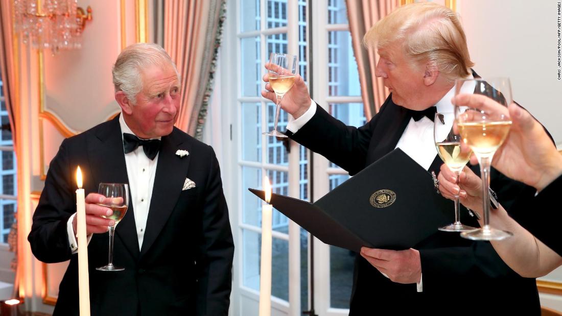 Trump and Prince Charles share a toast at Winfield House.