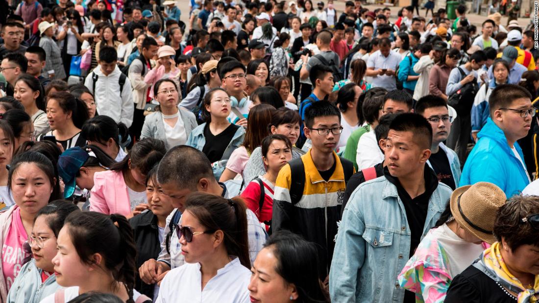 Students wait for a &quot;gaokao train&quot; at Dayangshu Station in Inner Mongolia on June 5, 2019.