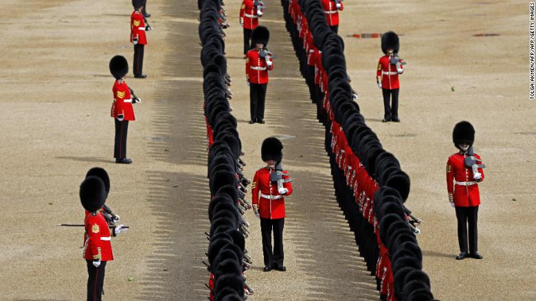 The Parade moves from Buckingham Palace and down the Mall to Horse Guard's Parade in Whitehall.
