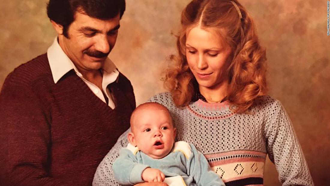 A baby Swalwell with his parents, Eric and Vicky. When Swalwell was born in 1980, his father was the police chief in Algona, Iowa.