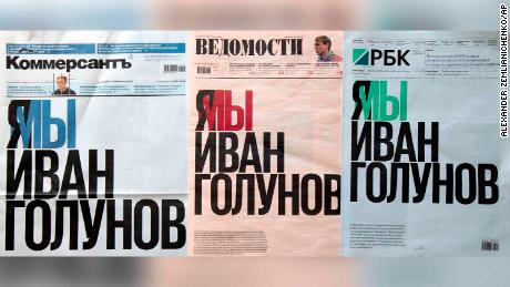 Three papers ran the same headline on Monday: &quot;I&#39;m/we are Ivan Golunov.