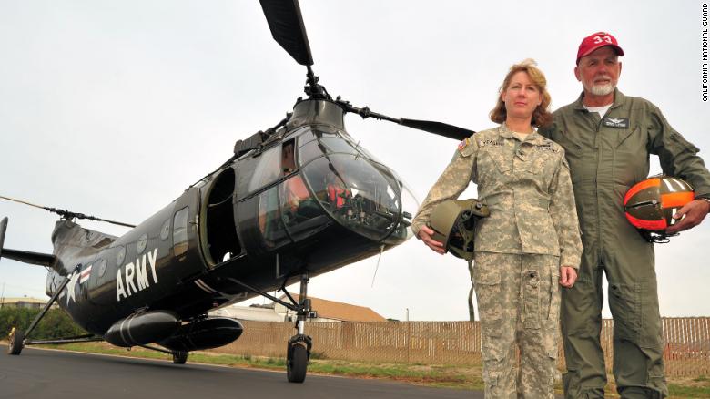 Brig. Gen. Laura Yeager is seen here in 2013 with her father, retired California National Guard Maj. Gen. Robert Brandt.