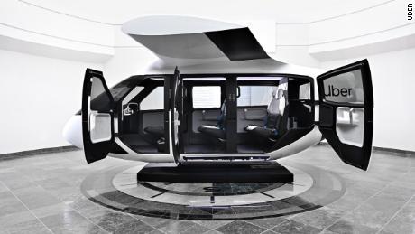 The seats in Uber&#39;s flying car cabin are turned slightly toward the window to create a more private feeling for passengers.