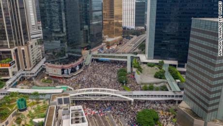 Protesters swarm the streets in another show of strength against the government on June 12, 2019. Photo by Anthony Kwan/Getty Images