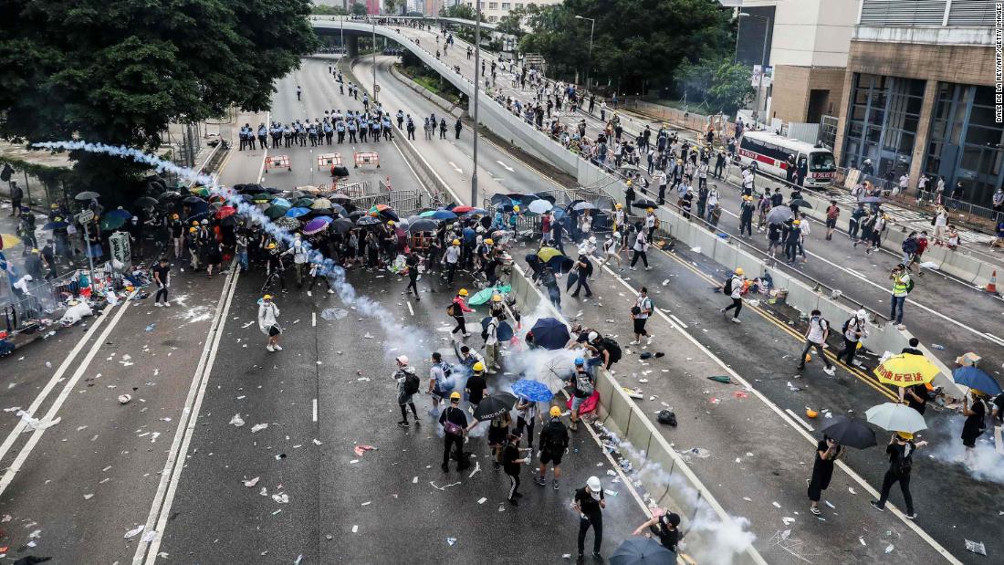 Rubber bullets, pepper spray and hand-thrown tear gas were used to push back protesters who had occupied the city's main thoroughfare and other roads near the government headquarters on June 12, Hong Kong Police Commissioner Steven Lo Wai-chung said.