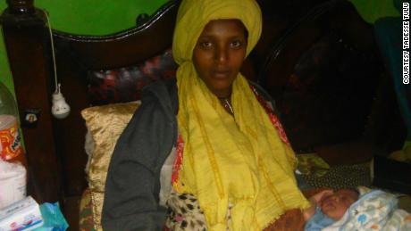 Almaz Derese, 21, and her son on Wednesday, June, 12, 2019. 