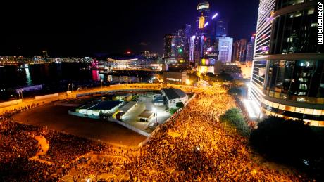 Thousands of protesters gather outside government headquarters in September, 2012. 