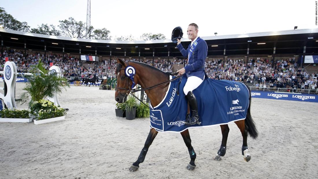 &lt;strong&gt;Stockholm:&lt;/strong&gt; Peder Fredricson celebrates after winning the inaugural LGCT in the Olympic Stadium in Stockholm.