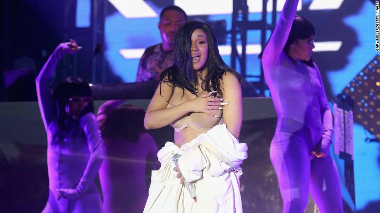 Image result for cardi b performs in bathrobe