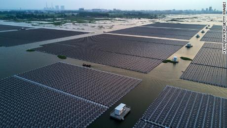 This solar farm floats atop a flooded coal mine
