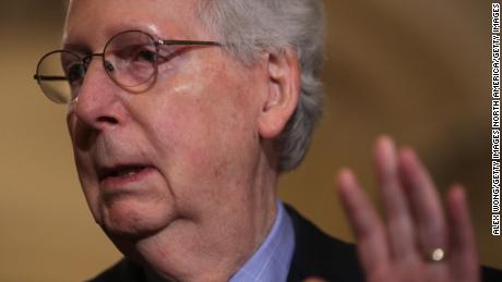 WASHINGTON, DC - JUNE 11:  U.S. Senate Majority Leader Mitch McConnell (R-KY) speaks during a news briefing after the weekly Senate Republican policy luncheon June 11, 2019 at the U.S. Capitol in Washington, DC. McConnell said the Senate plans to take up a funding bill to address the humanitarian crisis on the U.S.-Mexico border.  (Photo by Alex Wong/Getty Images)