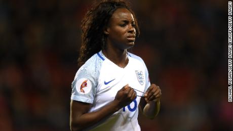 ROTHERHAM, ENGLAND - APRIL 08:  Eniola Aluko in action during the UEFA Women&#39;s European Qualifer between England and Belgium at The New York Stadium on April 8, 2016 in Rotherham, England.  (Photo by Michael Regan/Getty Images)