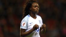 ROTHERHAM, ENGLAND - APRIL 08: Eniola Aluko in action during the UEFA Women&#39;s European Qualifer between England and Belgium at The New York Stadium on April 8, 2016 in Rotherham, England. (Photo by Michael Regan/Getty Images)
