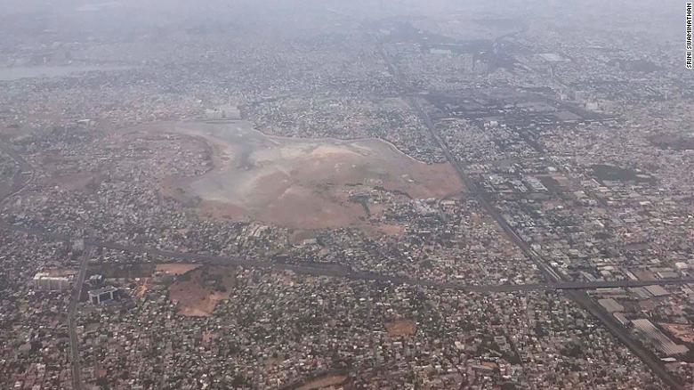 An aerial view of Chembarambakkam reservoir on Monday June 17.