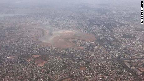 An aerial view of Chembarambakkam reservoir on Monday June 17.