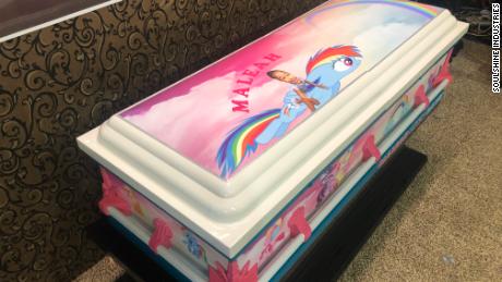 Maleah Davis&#39; casket is colored with rainbows, &quot;My Little Pony,&quot; and lots of pink