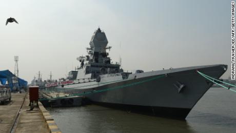 The Indian guided-missile destroyer INS Chennai is shown ahead of its commissioning into the Indian Navy in Mumbai on November 18, 2016. The ship is heading to the Gulf of Oman to help protect Indian shipping from the attacks that have been happening there.