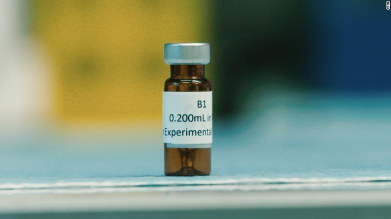 A vial of the vaccine that the inventor says could prevent or delay many types of cancer in dogs, and perhaps eventually, in humans.