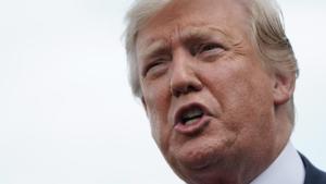 WASHINGTON, DC - JUNE 18: U.S. President Donald Trump speaks to members of the media prior to a departure from the White House June 18, 2019 in Washington, DC. President Trump and the first lady are traveling to Orlando, Florida for a rally to officially kick off the president&#39;s 2020 re-election campaign. (Photo by Alex Wong/Getty Images)