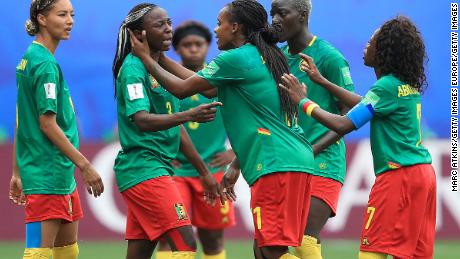 Ajara Nchout of Cameroon is distraught after her goal is ruled out for offside following a VAR check.